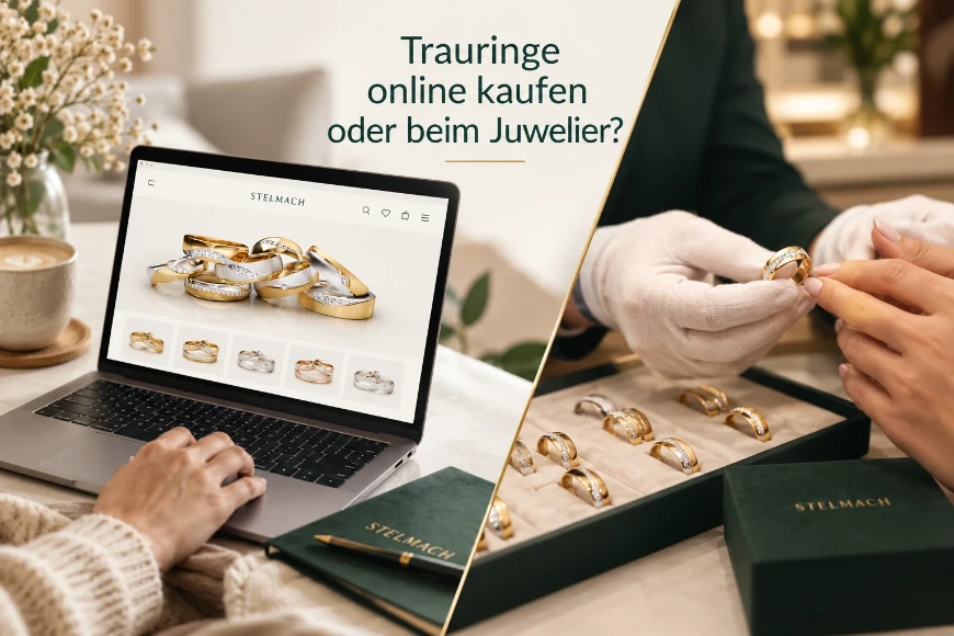 Trauringe online kaufen oder beim Juwelier? Vorteile und Unterschiede